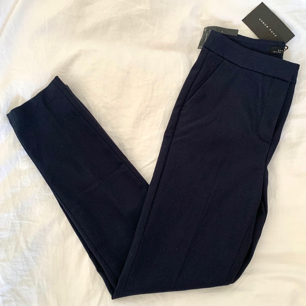 Zara Navy High Waisted Dress Pants